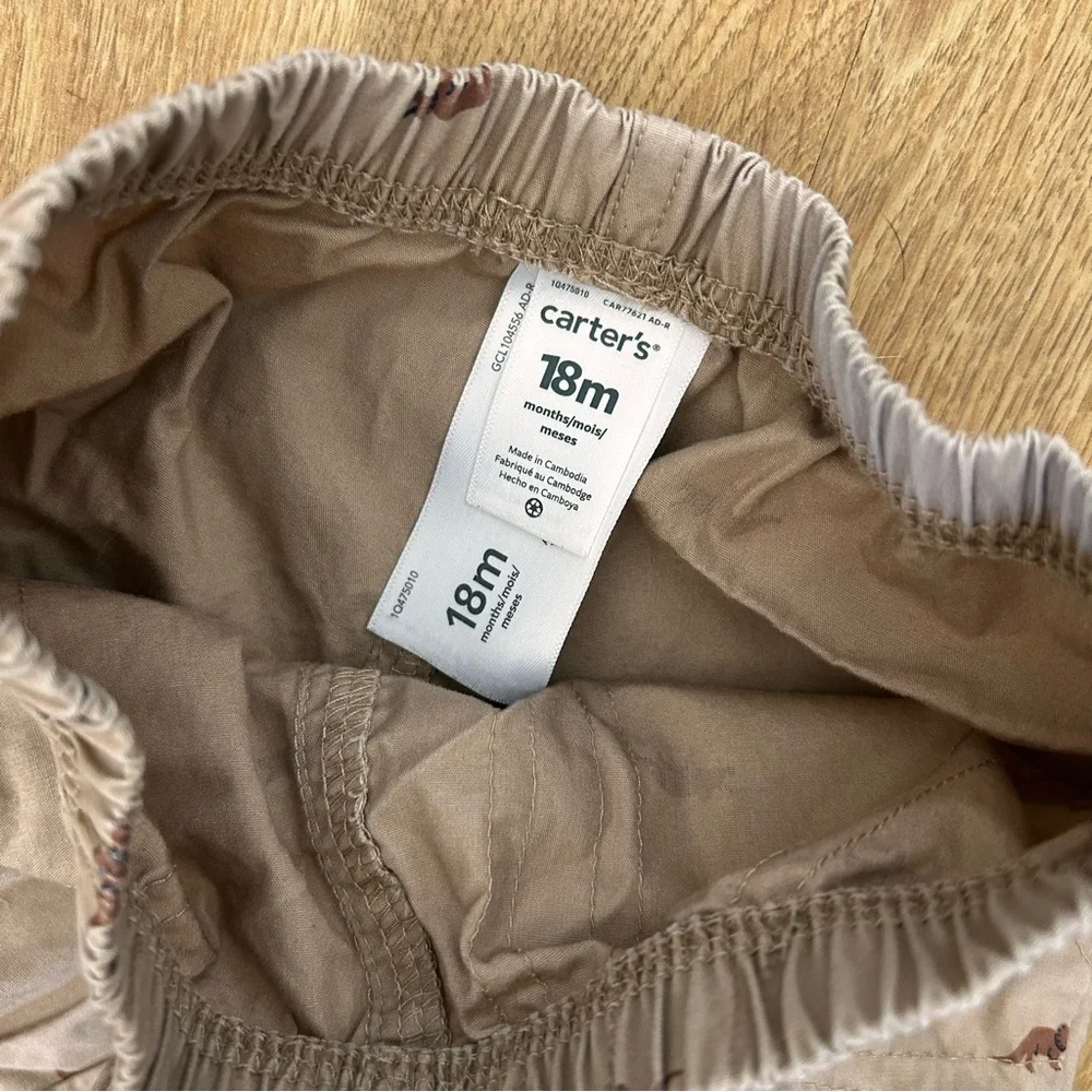 Carters tan dinosaur shorts for boys